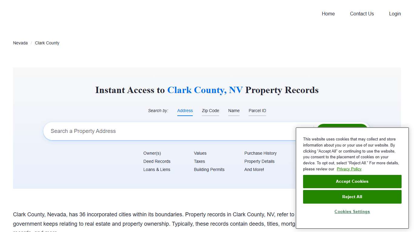 Clark County, NV Property Records Owners, Deeds, Permits