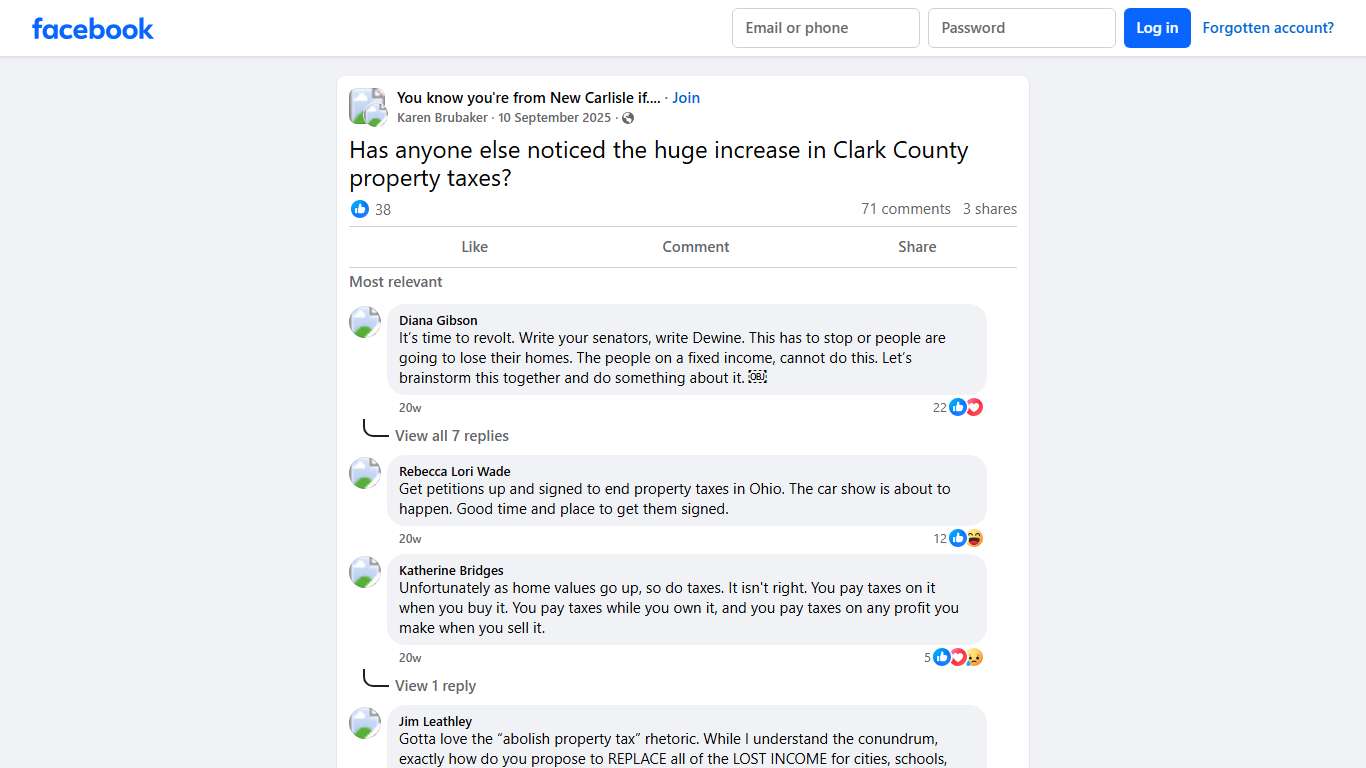You know you're from New Carlisle if.... Has anyone else noticed the huge increase in Clark County property taxes Facebook